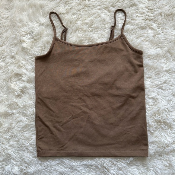Madewell Top Scoopneck Cami Tank Fitted Cropped Rustic Wood XS NWT New - Picture 3 of 11